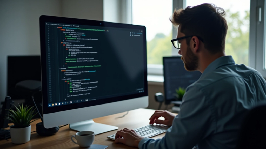 Developer met notitieblok werkend aan configuratie van CI/CD pipeline, terminal toont deploy logs en build status